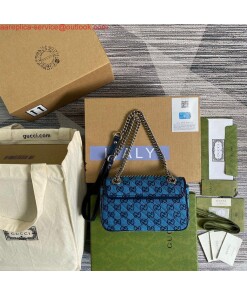 Replica Gucci 446744 GG Marmont Multicolor Mini Shoulder Bag Blue