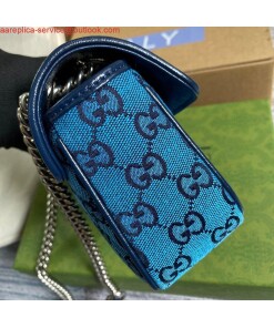 Replica Gucci 446744 GG Marmont Multicolor Mini Shoulder Bag Blue 2