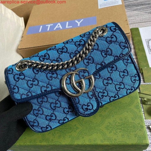 Replica Gucci 446744 GG Marmont Multicolor Mini Shoulder Bag Blue 6