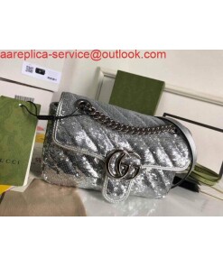 Replica Gucci 446744 GG Marmont Mini Shoulder Sequin Bag Silver