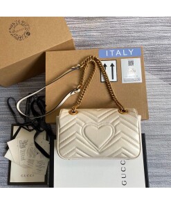 Replica Gucci 446744 GG Marmont Matelassé Mini Bag White