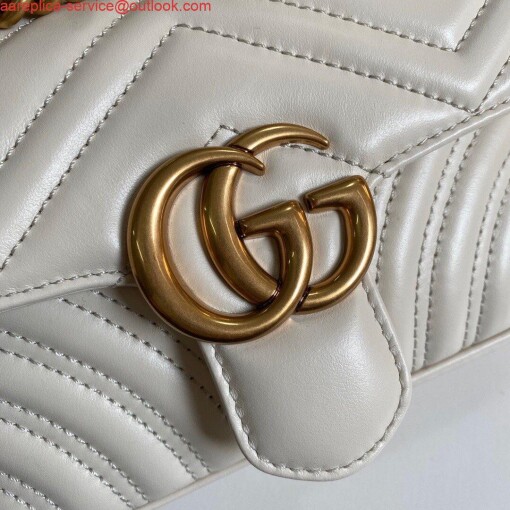 Replica Gucci 446744 GG Marmont Matelassé Mini Bag White 3
