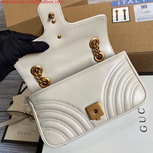 Replica Gucci 446744 GG Marmont Matelassé Mini Bag White 5
