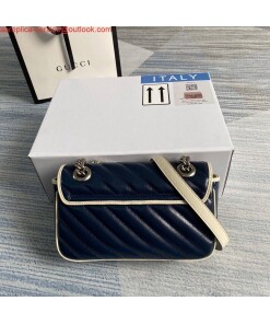Replica Gucci 446744 GG Marmont Matelassé Mini Bag Navy Blue