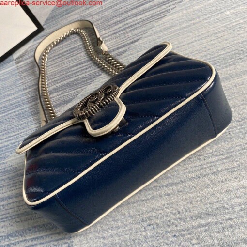 Replica Gucci 446744 GG Marmont Matelassé Mini Bag Navy Blue 3