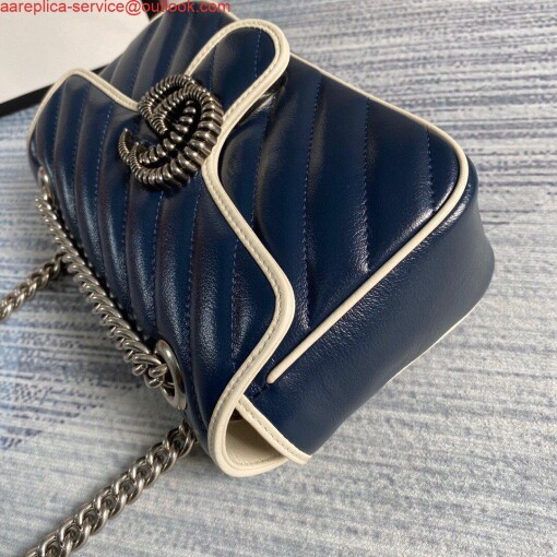 Replica Gucci 446744 GG Marmont Matelassé Mini Bag Navy Blue 4