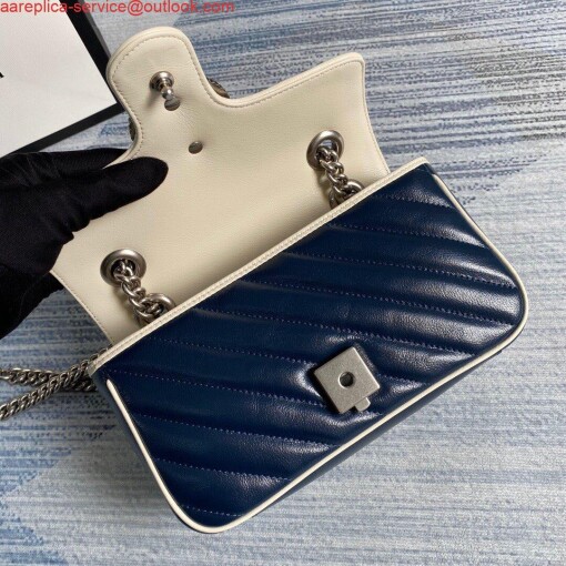 Replica Gucci 446744 GG Marmont Matelassé Mini Bag Navy Blue 6