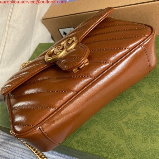 Replica Gucci 446744 GG Marmont Matelassé Mini Bag Brown 2