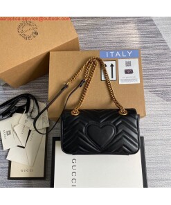Replica Gucci 446744 GG Marmont Matelassé Mini Bag Black