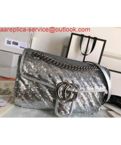 Replica Gucci 443497 GG Marmont Small Shoulder Sequin Bag Silver
