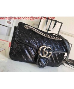 Replica Gucci 443497 GG Marmont Small Shoulder Sequin Bag Black