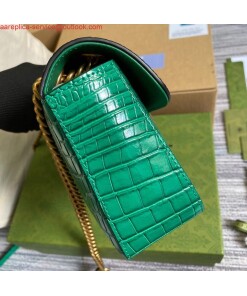 Replica Gucci 443497 GG Marmont Small Crocodile Pattern Matelassé Shoulder Bag Green 2