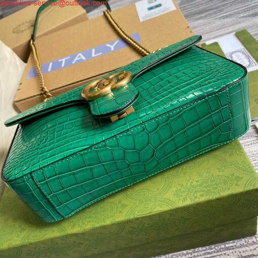 Replica Gucci 443497 GG Marmont Small Crocodile Pattern Matelassé Shoulder Bag Green 6