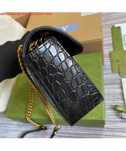 Replica Gucci 443497 GG Marmont Small Crocodile Pattern Matelassé Shoulder Bag Black 2