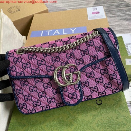 Replica Gucci 443497 GG Marmont Multicolour Small Shoulder Bag Purple 5