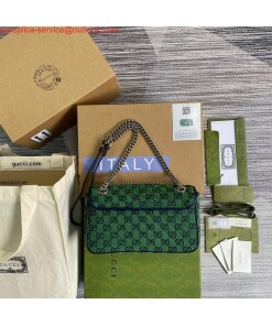 Replica Gucci 443497 GG Marmont Multicolour Small Shoulder Bag Green