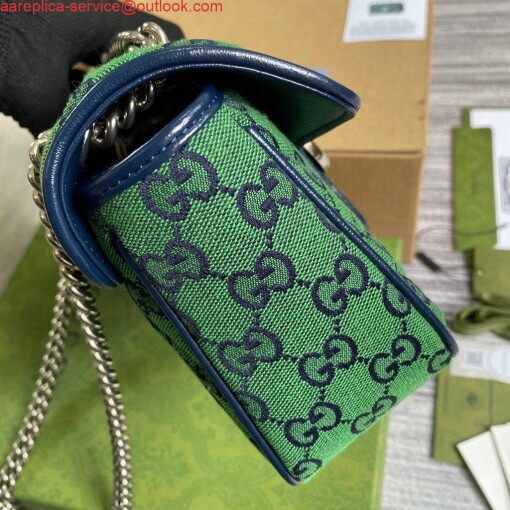Replica Gucci 443497 GG Marmont Multicolour Small Shoulder Bag Green 2