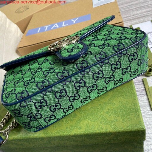 Replica Gucci 443497 GG Marmont Multicolour Small Shoulder Bag Green 5