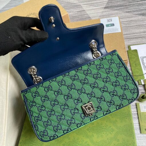 Replica Gucci 443497 GG Marmont Multicolour Small Shoulder Bag Green 6