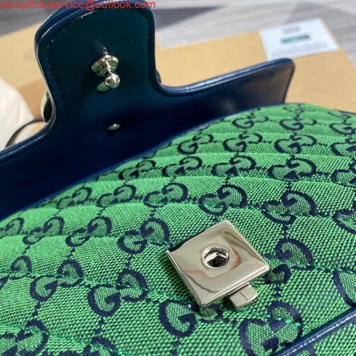 Replica Gucci 443497 GG Marmont Multicolour Small Shoulder Bag Green 7