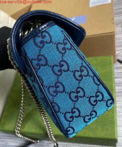 Replica Gucci 443497 GG Marmont Multicolour Small Shoulder Bag Blue 2