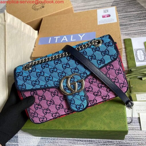 Replica Gucci 443497 GG Marmont Multicolor small shoulder bag Blue and Purple 5