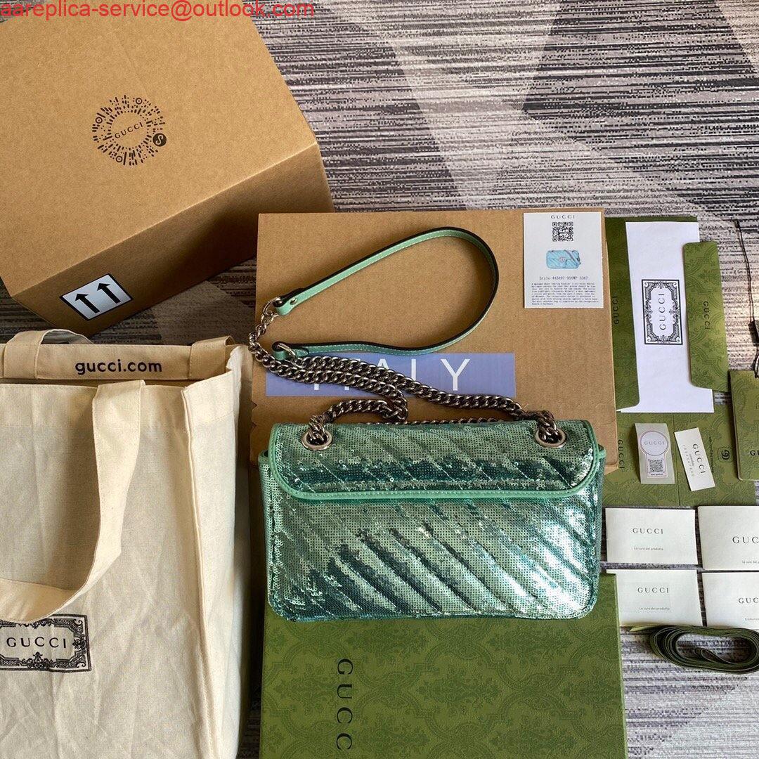 Replica Gucci 443497 GG Marmont Matelassé shoulder Sequin Bag Green Replica Gucci 443497 GG Marmont Matelassé shoulder Sequin Bag Green