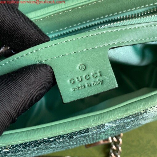 Replica Gucci 443497 GG Marmont Matelassé shoulder Sequin Bag Green 8