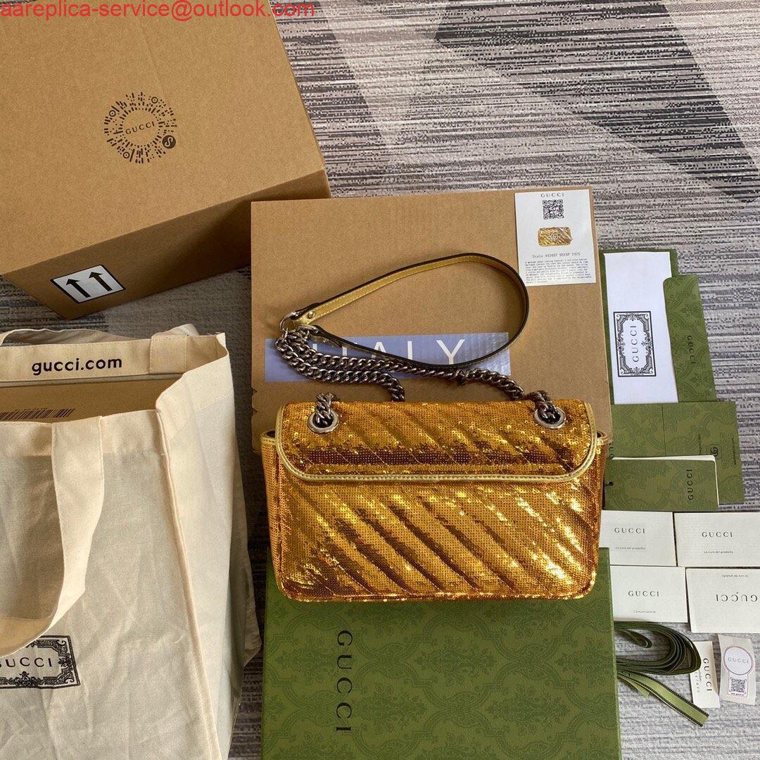 Replica Gucci 443497 GG Marmont Matelassé shoulder Sequin Bag Gold Replica Gucci 443497 GG Marmont Matelassé shoulder Sequin Bag Gold
