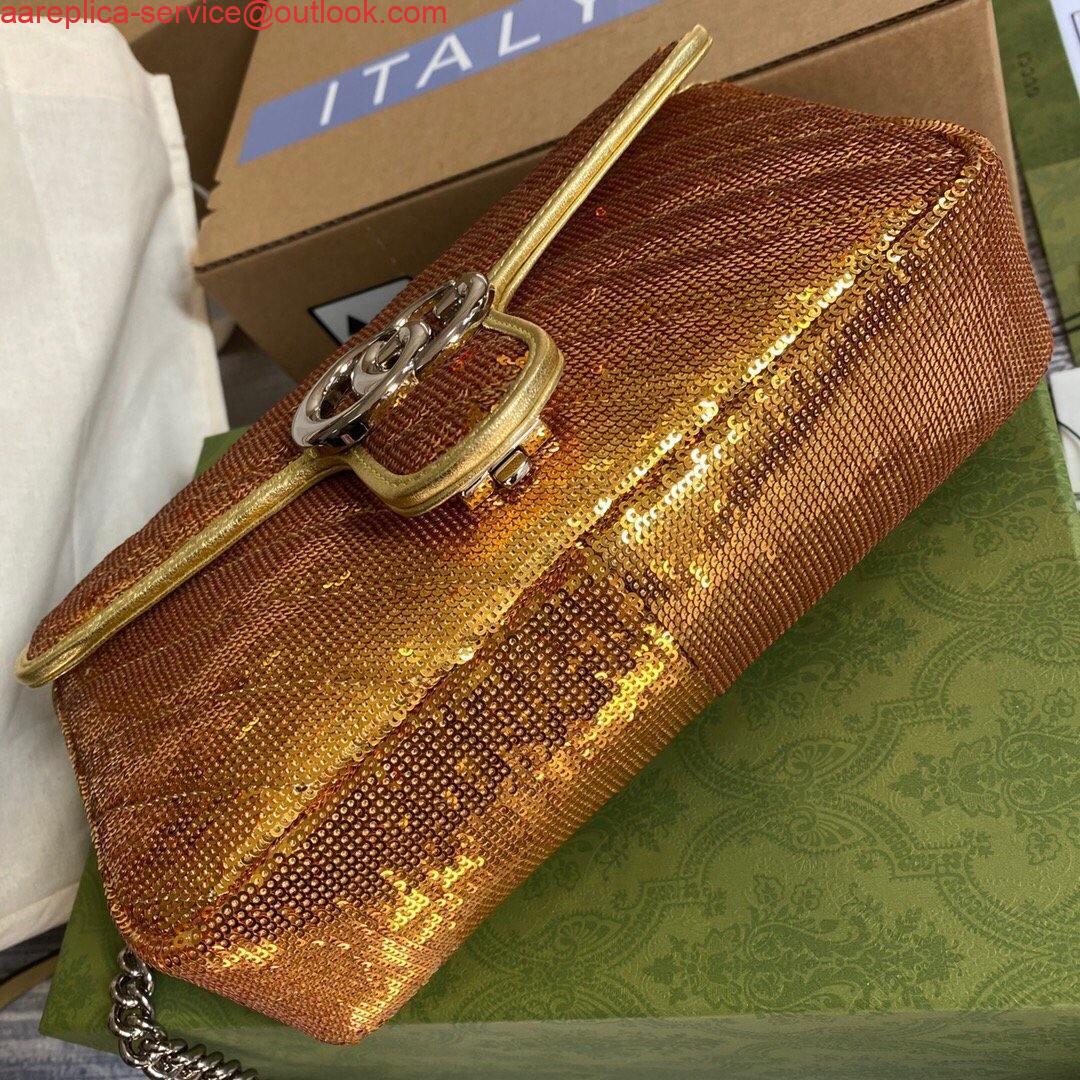 Replica Gucci 443497 GG Marmont Matelassé shoulder Sequin Bag Gold 3 Replica Gucci 443497 GG Marmont Matelassé shoulder Sequin Bag Gold 3