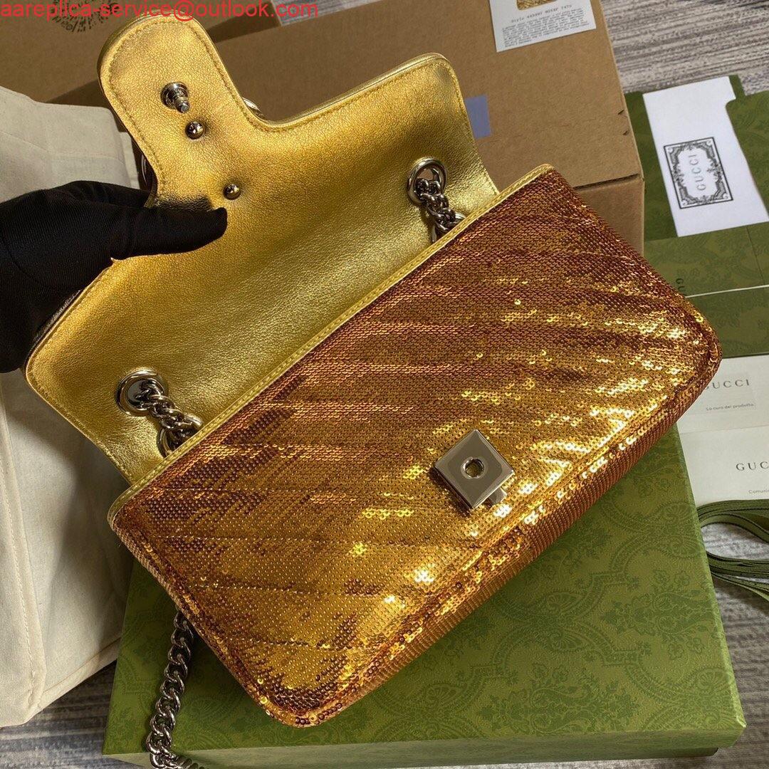 Replica Gucci 443497 GG Marmont Matelassé shoulder Sequin Bag Gold 5 Replica Gucci 443497 GG Marmont Matelassé shoulder Sequin Bag Gold 5