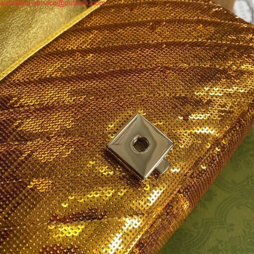 Replica Gucci 443497 GG Marmont Matelassé shoulder Sequin Bag Gold 6