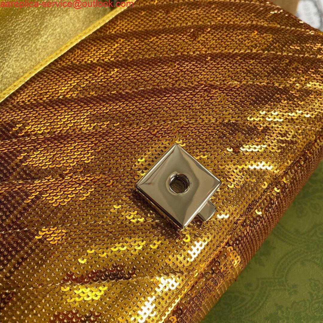 Replica Gucci 443497 GG Marmont Matelassé shoulder Sequin Bag Gold 6 Replica Gucci 443497 GG Marmont Matelassé shoulder Sequin Bag Gold 6