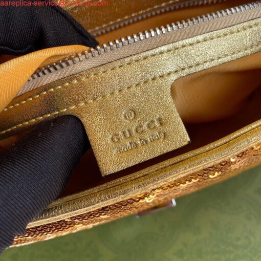 Replica Gucci 443497 GG Marmont Matelassé shoulder Sequin Bag Gold 8