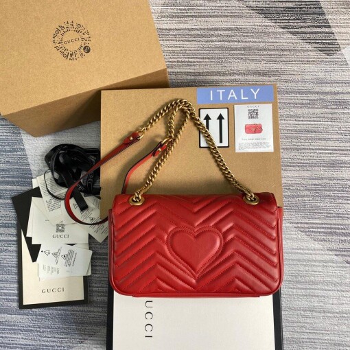 Replica Gucci 443497 GG Marmont Matelassé Shoulder Bag Red