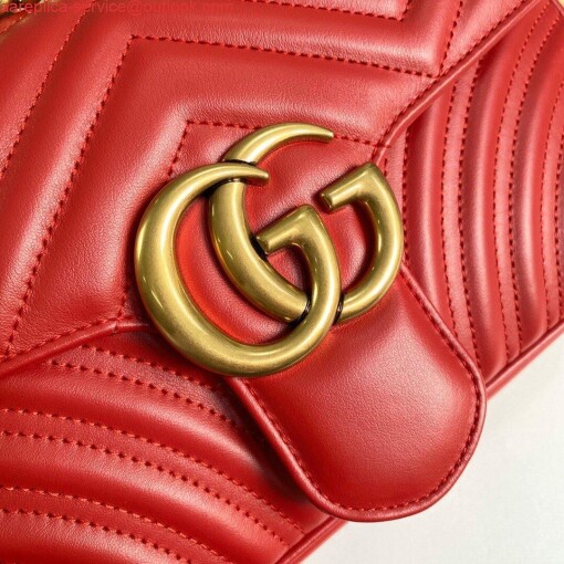 Replica Gucci 443497 GG Marmont Matelassé Shoulder Bag Red 3