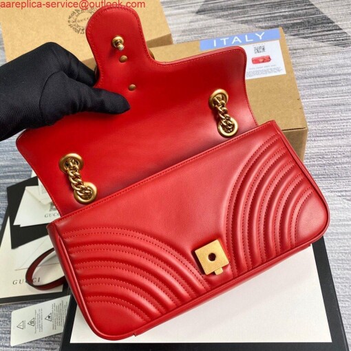 Replica Gucci 443497 GG Marmont Matelassé Shoulder Bag Red 5