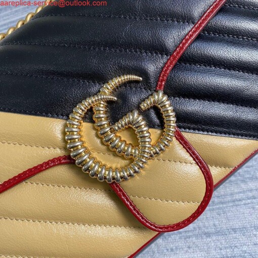 Replica Gucci 443497 GG Marmont Matelassé Shoulder Bag Black Yellow 3
