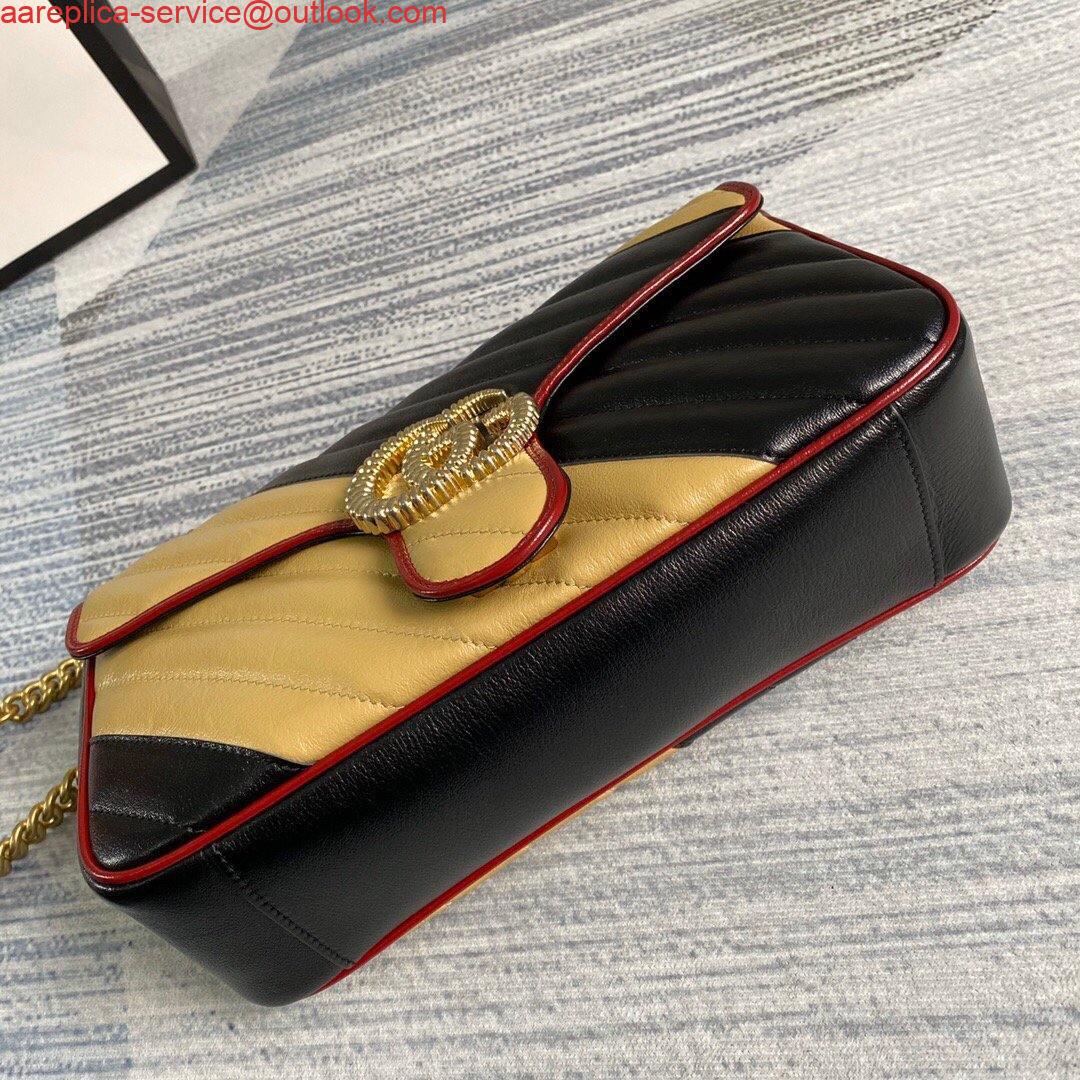 Replica Gucci 443497 GG Marmont Matelassé Shoulder Bag Black Yellow 4 Replica Gucci 443497 GG Marmont Matelassé Shoulder Bag Black Yellow 4
