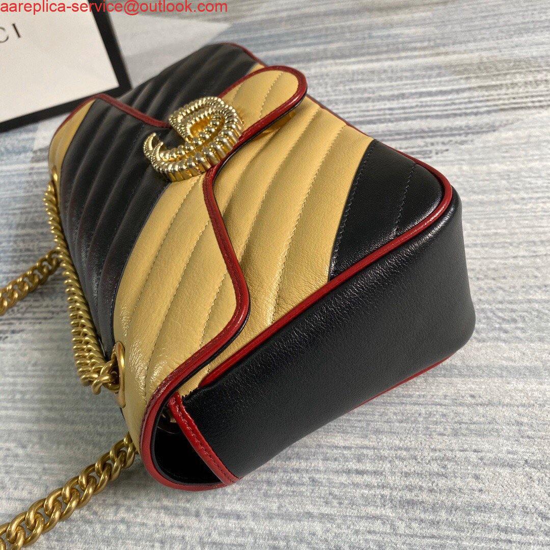 Replica Gucci 443497 GG Marmont Matelassé Shoulder Bag Black Yellow 5 Replica Gucci 443497 GG Marmont Matelassé Shoulder Bag Black Yellow 5