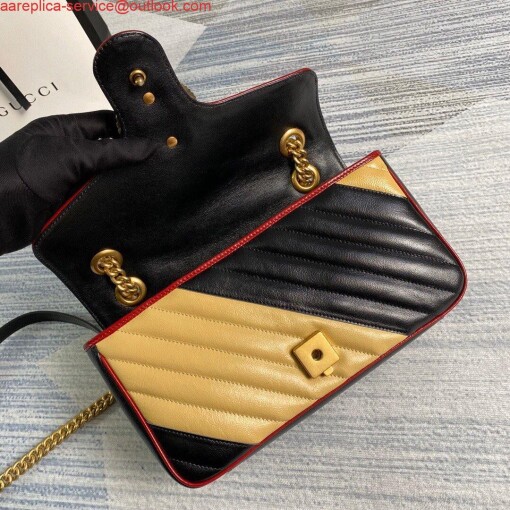 Replica Gucci 443497 GG Marmont Matelassé Shoulder Bag Black Yellow 6