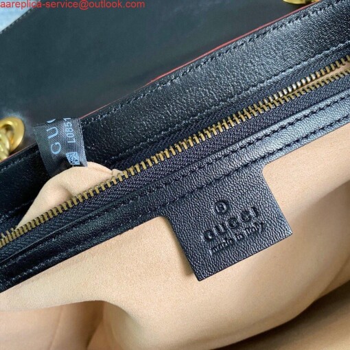 Replica Gucci 443497 GG Marmont Matelassé Shoulder Bag Black Yellow 8