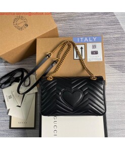 Replica Gucci 443497 GG Marmont Matelassé Shoulder Bag Black