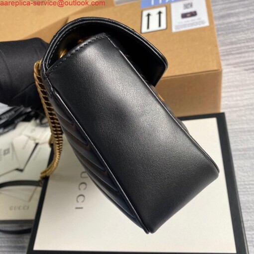 Replica Gucci 443497 GG Marmont Matelassé Shoulder Bag Black 2