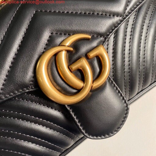 Replica Gucci 443497 GG Marmont Matelassé Shoulder Bag Black 4
