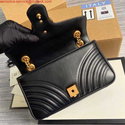 Replica Gucci 443497 GG Marmont Matelassé Shoulder Bag Black 6