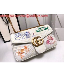 Replica Gucci 443496 GG Marmont Medium Matelassé Shoulder Bag White and printer Replica Gucci 443496 GG Marmont Medium Matelassé Shoulder Bag White and printer
