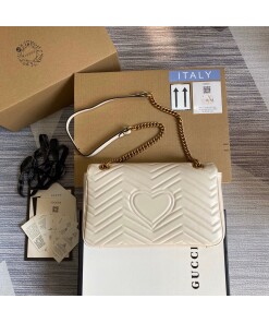 Replica Gucci 443496 GG Marmont Medium Matelassé Shoulder Bag White