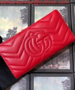 Replica Gucci 443123 GG Marmont Zip Around Wallet Red