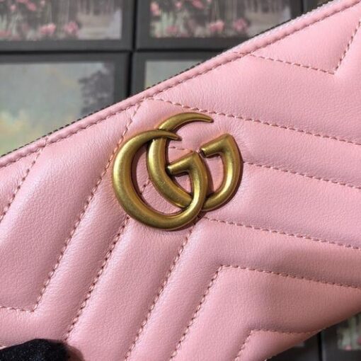 Replica Gucci 443123 GG Marmont Zip Around Wallet Pink 2